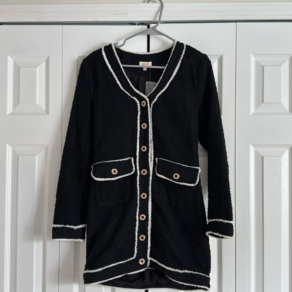 VICI Black White Tweed Dress Medium